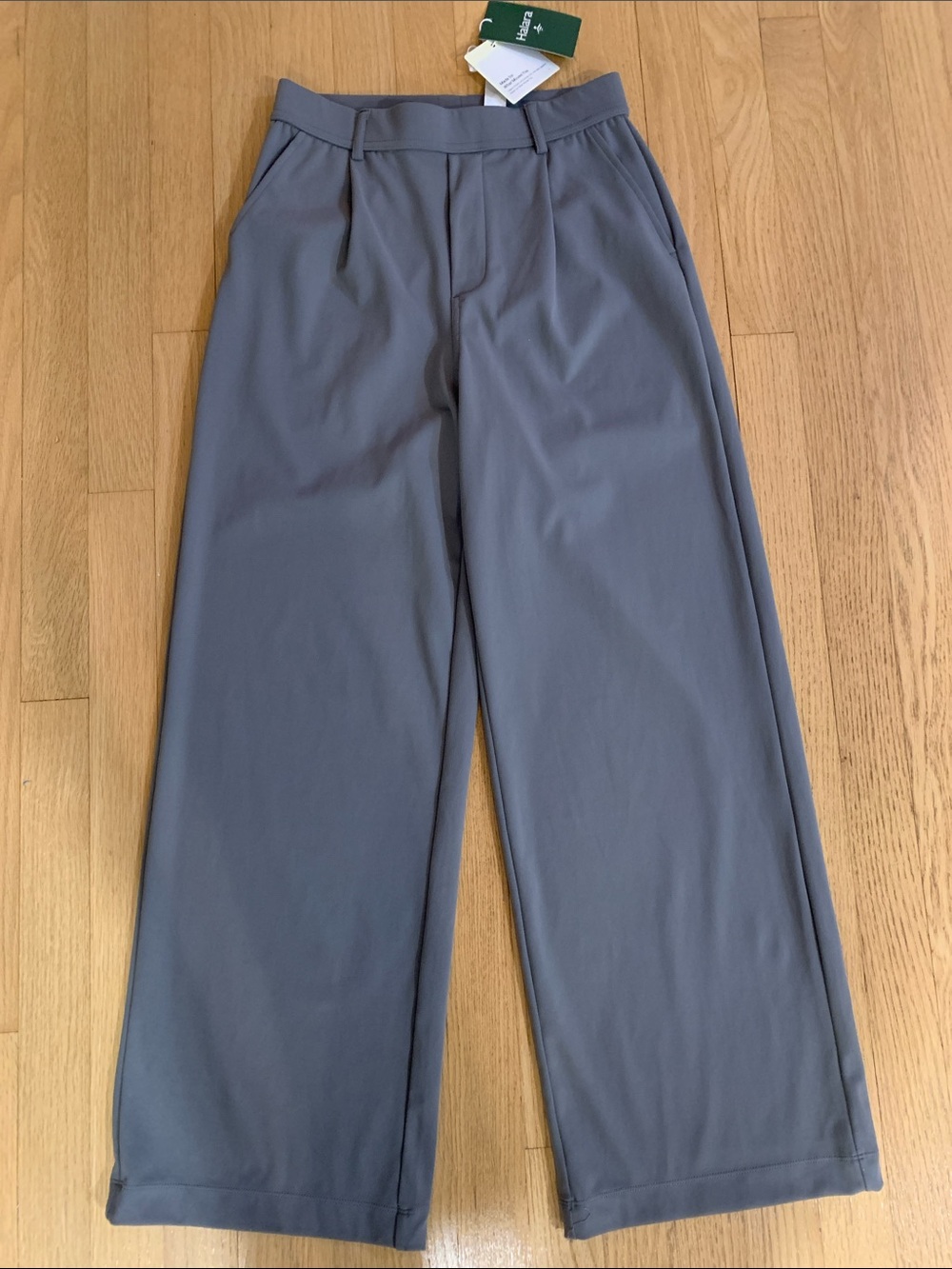 HALARA High Rise Wide Leg Pull On Trouser Pants Pockets Grey XS Petite NWT